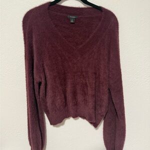 Halogen V-Neck Sweater in Rich Burgundy